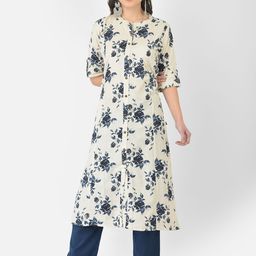Pistaa Women White & Blue Floral Printed Kurta-picture-56