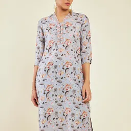 Soch Floral Printed V Neck Straight Kurta-image-94