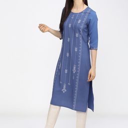 KETCH Women Blue Ethnic Motifs Printed Kurta-image-99