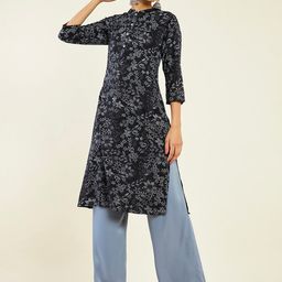 Soch Women Floral Printed Band Collar Kurta-picture-42