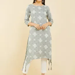 Soch Floral Printed Asymmetric Hem Straight Regular Kurta-picture-40