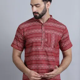 Aarsha Geometric Printed Mandarin Collar Straight Kurta-picture-34