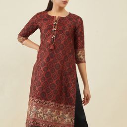 Soch Ethnic Motifs Printed Straight Satin Kurta-image-44