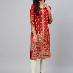 AURELIA Women Red & Gold-Toned Ethnic Motifs Printed Kurta-24