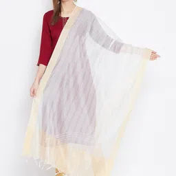 Clora Creation White & Beige Striped Dupatta-21