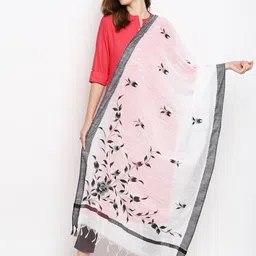Dupatta Bazaar White & Black Printed Cotton Silk Dupatta-26
