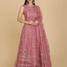 Warthy Ent Embroidered Thread Work Semi-Stitched Lehenga & Unstitched Blouse With Dupatta-picture-29