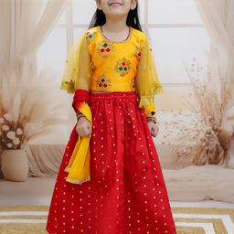 BownBee Girls Floral Woven Design Jacquard Ready to Wear Lehenga & Blouse & Dupatta-picture-36