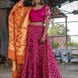 Rangpur Woven Design Silk Zari Ready to Wear Lehenga & Blouse With Dupatta-picture-26