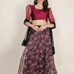 Frolic Rolic Puff Sleeves Sweetheart Neck Ready To Wear Blouse With Lehenga & Duppatta-image-24