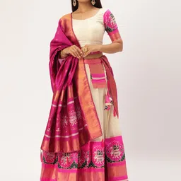 Fabcartz Zari Unstitched Lehenga & Blouse With Dupatta-picture-42