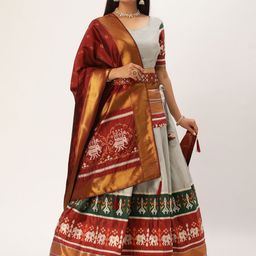 Fabcartz Zari Unstitched Lehenga & Blouse With Dupatta-picture-11