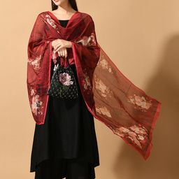 Myshka Shoulder Straps A-Line Kurta With Palazzos & Printed Dupatta image 1