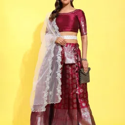 Fabcartz Semi-Stitched Lehenga & Unstitched Blouse With Dupatta-image-29