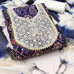 KALINI Ethnic Motifs Printed Gotta Patti Unstitched Dress Material-image-82