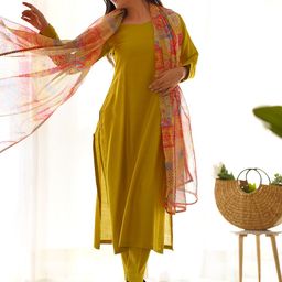 KALINI Women Regular Kurta with Trousers & With Dupatta-image-10
