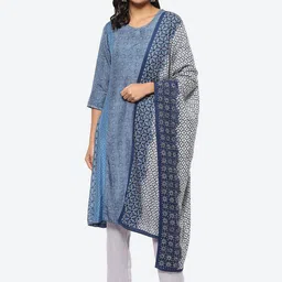 Biba Women Floral Printed Kurta With Trousers & With Dupatta-picture-3
