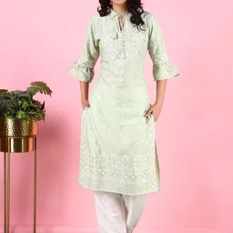 V TRADITION Women Sea Green Ethnic Motifs Kurta with Trouser-image-51