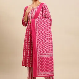Sangria Women Ethnic Motifs Printed Pure Cotton Kurta with Trousers & With Dupatta-picture-31