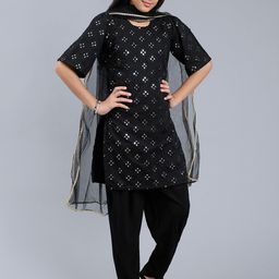 Unique Designers Girls Floral Printed Regular Sequinned Kurta with Salwar & With Dupatta-picture-8