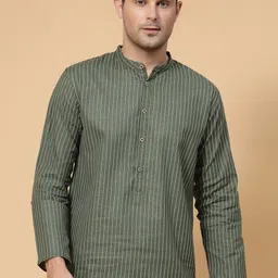 ADWYN PETER Striped Mandarin Collar Pure Cotton Kurta-picture-47