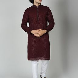 MAAHI FABS Sequin Embellished Mandarin Collar Straight Kurta-46