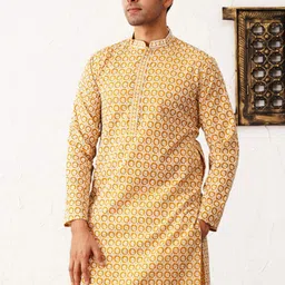 Jompers Geometric Embroidered Chikankari Mandarin Collar Cotton Silk Straight Kurta-image-45