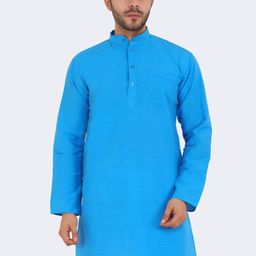 Latest Chikan Garments Men Blue Solid  Straight Kurta-picture-44