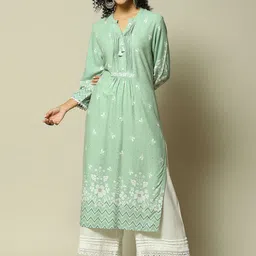 Rangriti Band Collar Printed Kurta-picture-20