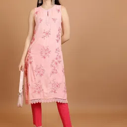 Vishudh Floral Printed Sleeveless Straight Kurta-picture-17