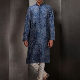 Rohit Gandhi + Rahul Khanna Abstract Woven Design Shirt Collar Straight Silk Kurta-picture-45