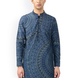 Rohit Gandhi + Rahul Khanna Ethnic Motifs Printed Mandarin Collar Cotton Kurta-57
