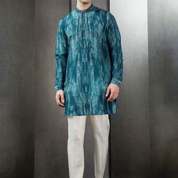 Rohit Gandhi + Rahul Khanna Abstract Printed Mandarin Collar Long Sleeves Short Kurta-32