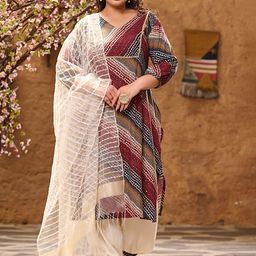 PrettyPlus by Desinoor.com Women Thread Work Kurta with Salwar & With Dupatta-image-21
