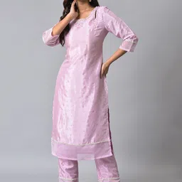 W Floral Embroidered Straight Kurta-24