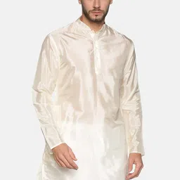 Sethukrishna Men Cream-Coloured Solid Kurta-picture-10
