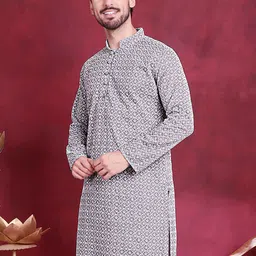Jompers Floral Embroidered Mandarin Collar Pure Cotton Straight Kurta-picture-36