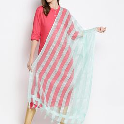 Dupatta Bazaar Striped Organza Dupatta-image-14