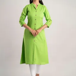 MAUKA Women Green Thread Work Kurta-image-8