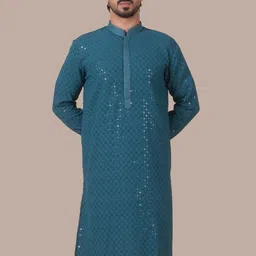BAESD Floral Embroidered Mandarin Collar Sequins Straight Kurta-picture-14
