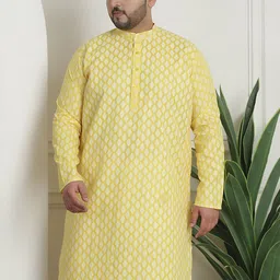 SOJANYA PLUS Ethnic Motifs Printed Band Collar Straight Kurta-image-14