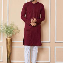See Designs Ethnic Motifs Mandarin Collar Long Sleeves Straight Kurta-52