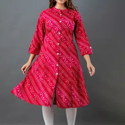 Lee Moda Women Red Bandhani Printed Kurta-picture-19