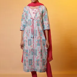 AURELIA Ethnic Motifs Printed Flared Sleeves Sequinned Straight Kurta-34