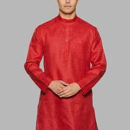 ROYAL KURTA Men Red Solid Cotton Straight Kurta-picture-56
