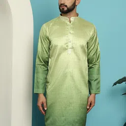SOJANYA Ethnic Motifs Woven Design Jacquard Mandarin Collar Straight Kurta-23