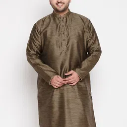VASTRAMAY Men Brown Silk Blend Jacquard Kurta-picture-49