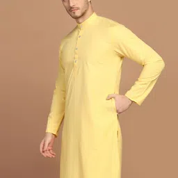 TAHVO Long Sleeves Mandarin Collar Cotton Mirror Work Kurta-image-91