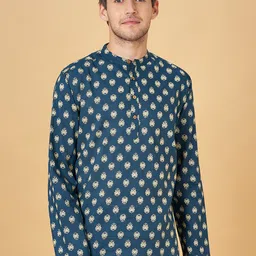 YU by Pantaloons Ethnic Motifs Printed Mandarin Collar Pure Cotton Short Kurta-52