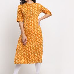 KALINI Women Mustard Yellow Printed Kurta-image-42